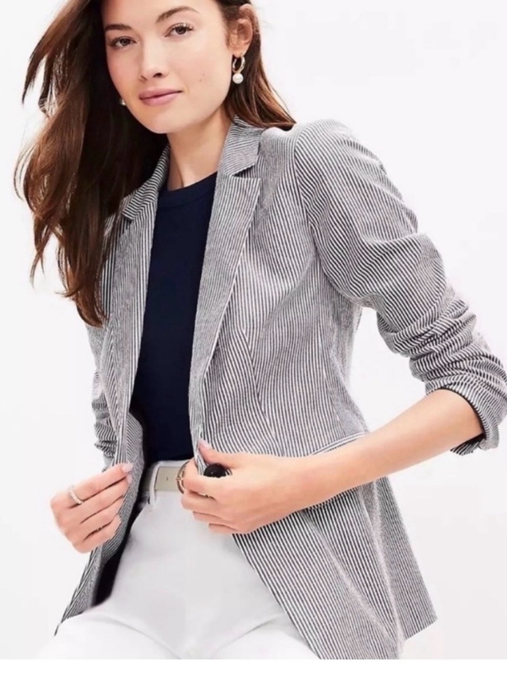 LOFT Black & White Pinstripe Women's Blazer